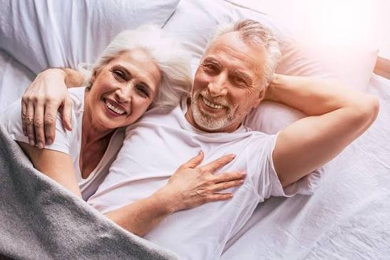 Smiling couple relaxing together